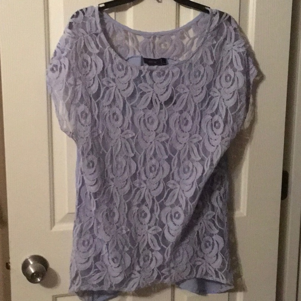 Blue floral lace blouse